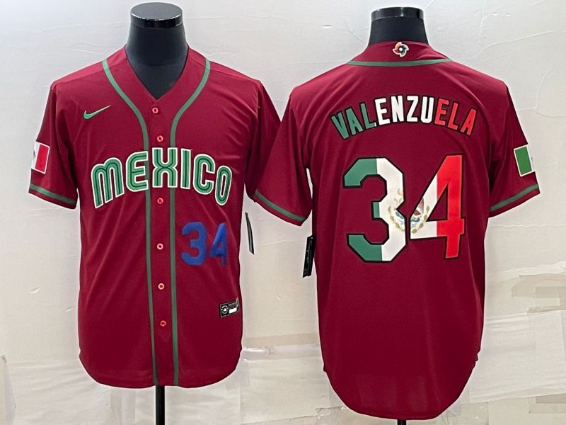 Men 2023 World Cub Mexico #34 Valenzuela Red Nike MLB Jersey1->more jerseys->MLB Jersey